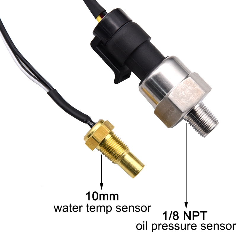 3 In 1 Lcd Digitale Auto Oliedrukmeter Voltmeter Voltage Gauge Water Temperatuurmeter + Sensor Voor 12V/24V Auto Vrachtwagen