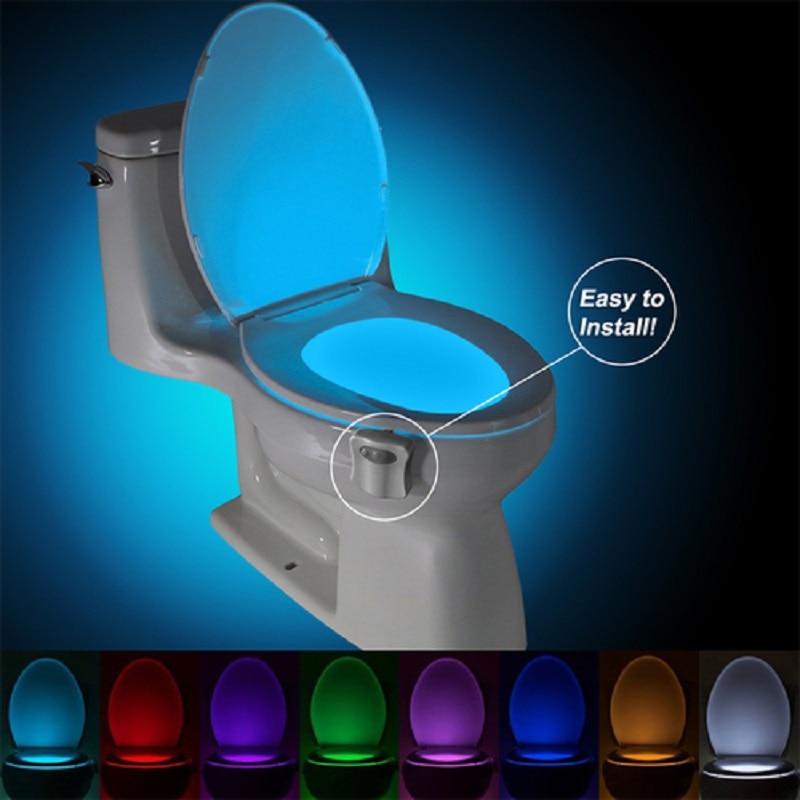 8 farver ledet toiletlys smart pir bevægelsessensor lysstyring natlys wc toiletskål sæde lampe til børn børn ældre