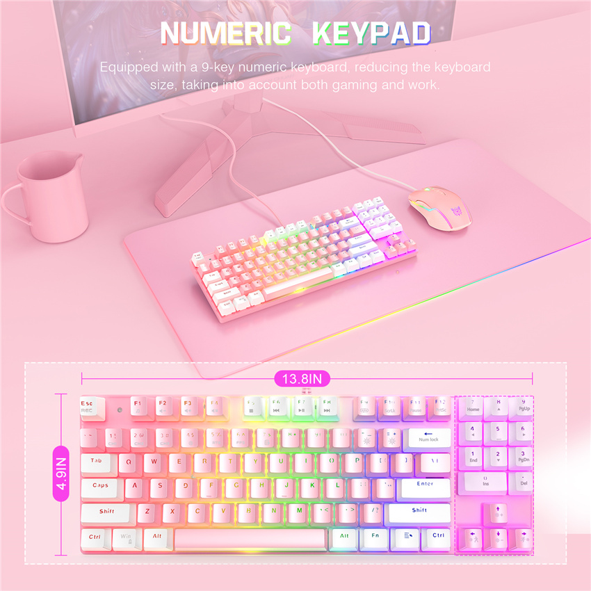 ONIKUMA G26 Wired 89-keys Mechanical Keyboard Mouse Set USB Interface Backlit Keyboard for Gaming Office Dedicated