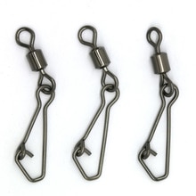 JOSHNESE 50PCS Stainless Steel Fishing Swivels MS+QL Interlock Rolling Swivel With Hooked Snap Fish Hook Connector
