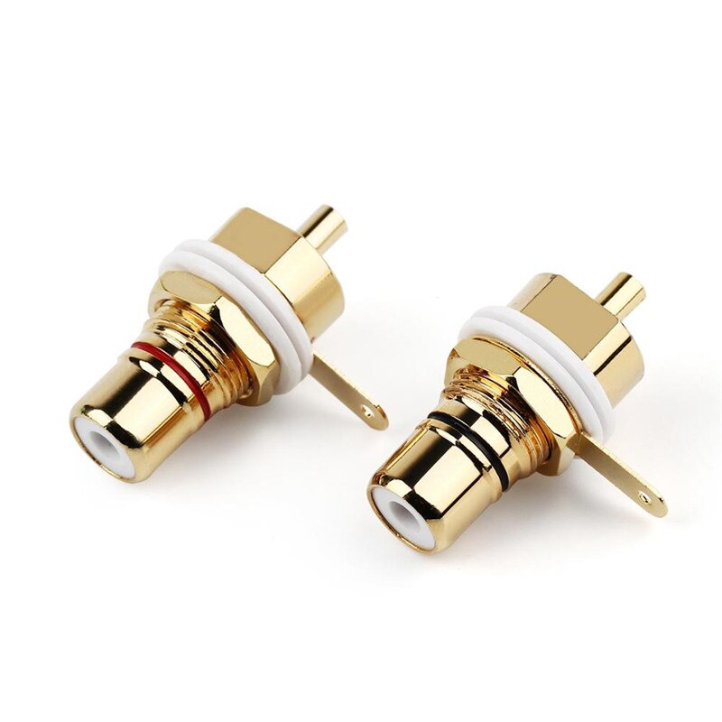 Conector de enchufe RCA hembra, conectores de montaje en Panel de chasis, adaptadores de Audio, clavijas de altavoz, Negro, Rojo, chapado en oro: 10pcs