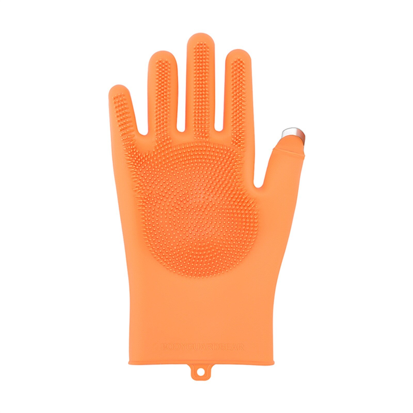 1Pair Dishwashing Cleaning Full finger gloves with peeling cleaning brush long Magic Silicone Rubber Dish Washing Glove: A right hand