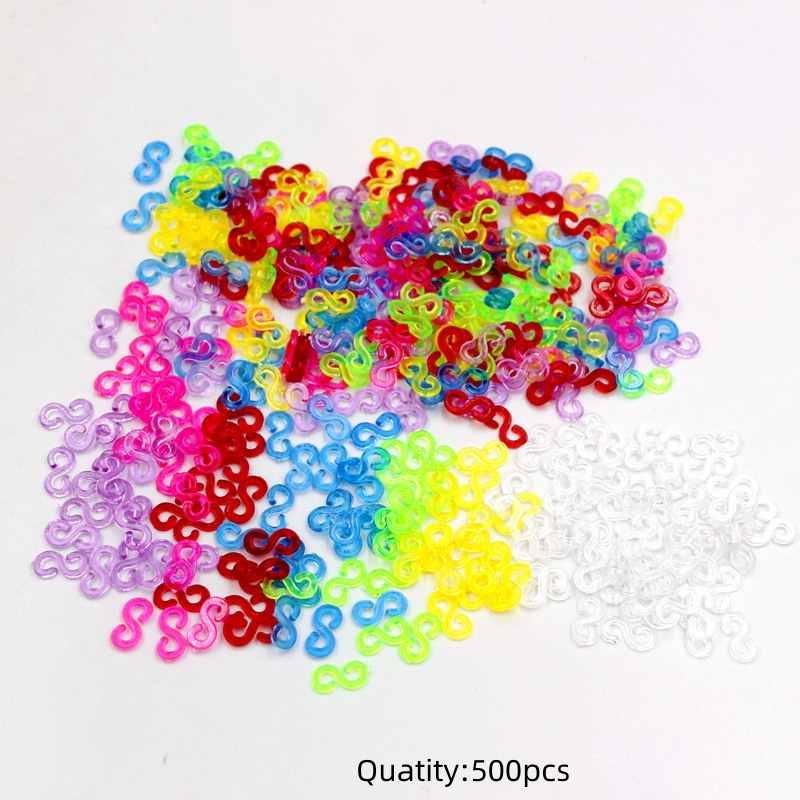 200/500 Stuks S Clip Haak Sluitingen Connectors Rubber Band Kit Set Voor Armbanden Ketting Handgemaakte Craft Sieraden Maken accessoires: kastanjebruin