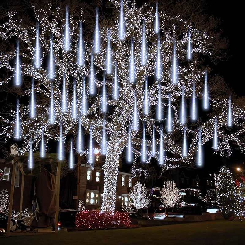 30/50CM LED Meteor Shower Rain Lights Waterproof Falling Raindrop Fairy String Light for Christmas Party Patio Decor: changeable / 350W / US PLUG