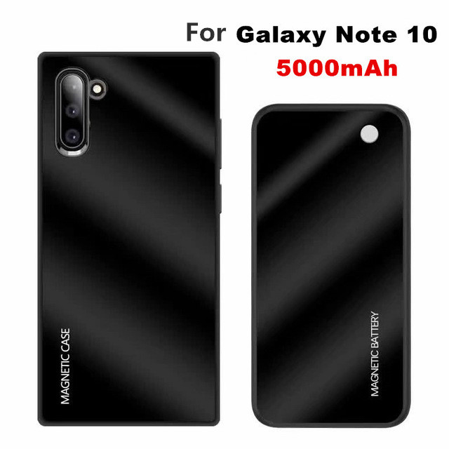 Funda magnética para Samsung Galaxy Note 10 Plus, batería de carga inalámbrica, 5000mAh: Black For Note 10