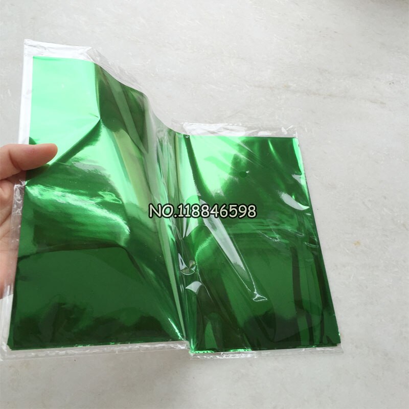 Papel de aluminio con estampado en para caja dura y Material plástico, Color verde A4, 20x29cm, 50 unids/lote
