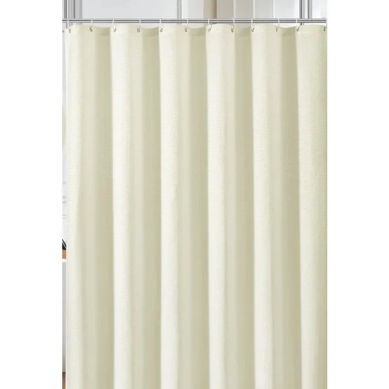 Curtain Bathroom Bathroom Punch-free Shower Curtain Fabric Plain Waterproof and Mildew-proof Polyester Shower