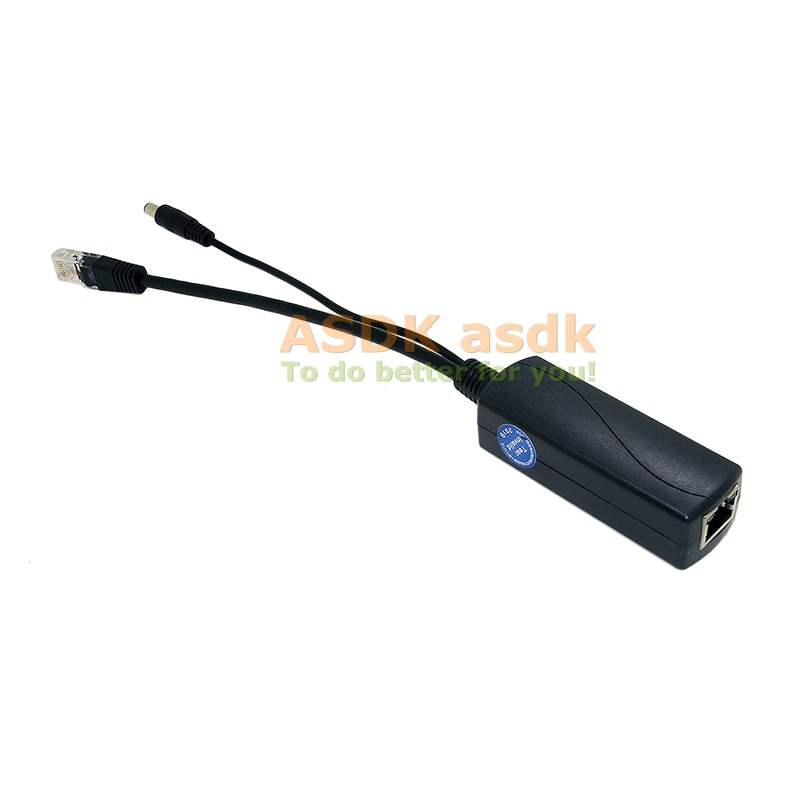 12V 1A Output PoE Splitter with IEEE 802.3af Standard & 10/100/1000Mbps Power over Ethernet for IP Camera 5.5x2.1mm Connector