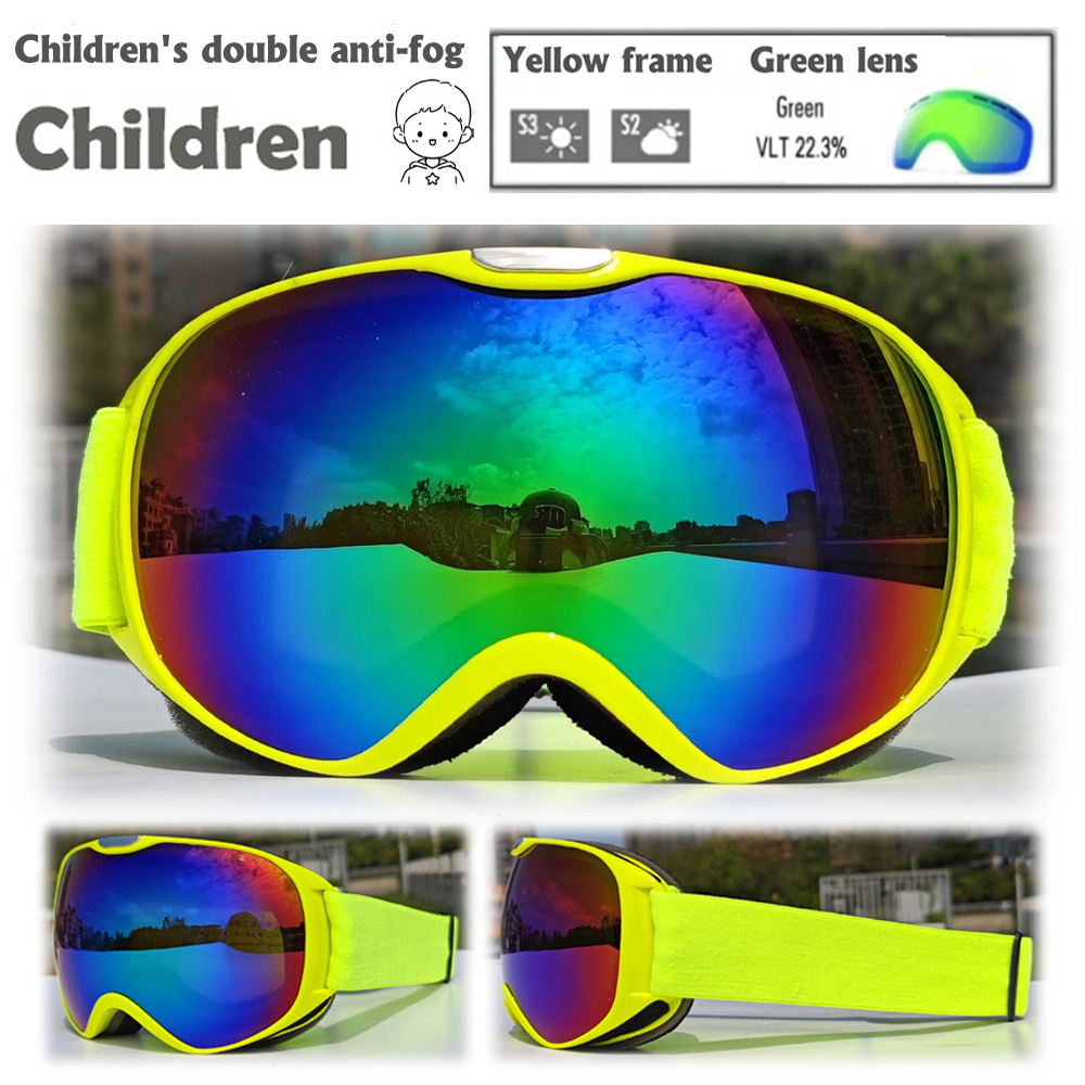 Ski Glasses Kids 4-14 Years Old Double Layer Anti Fog Windbreak Safety Glasses UV400 All Day Skiing Glasses Winter Anti-Glare: GRAY