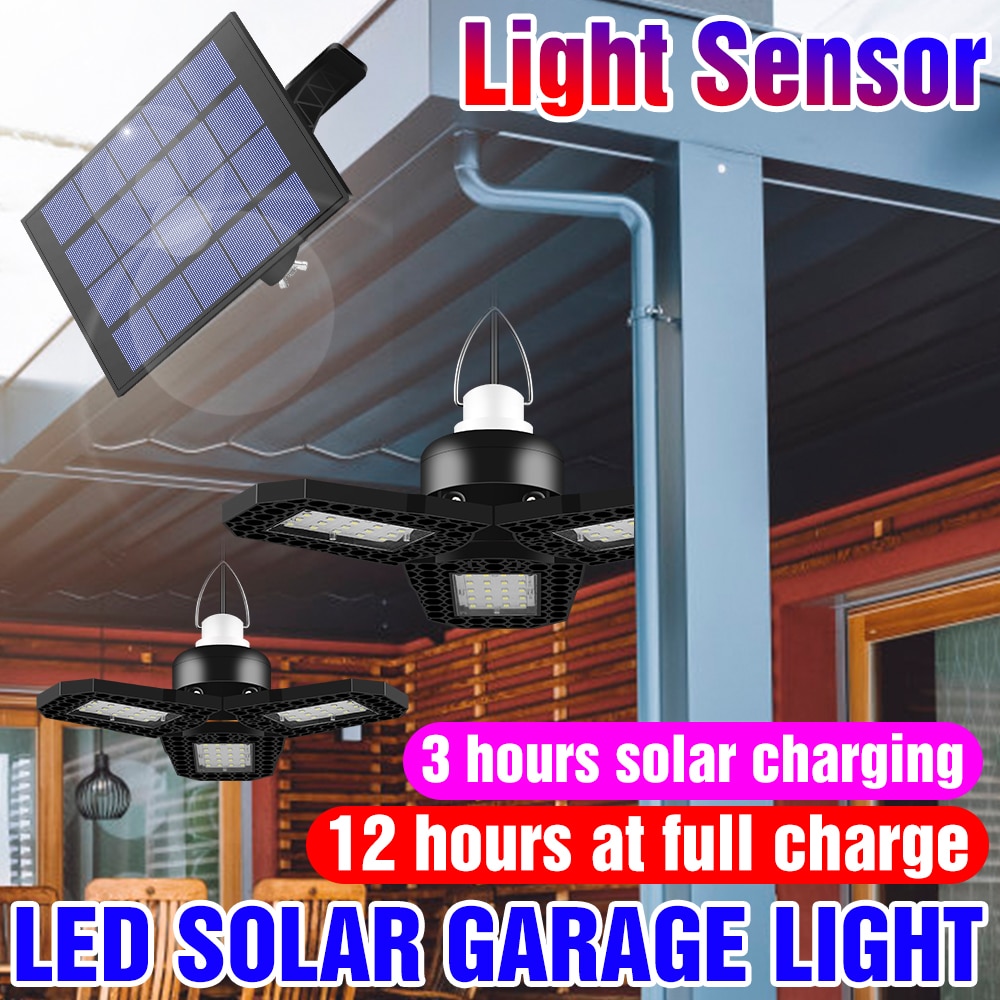 Solar Led Lamp 60W 80W Outdoor Led Solar Power Light Tuin Lamp Vervormbare Led Garage Licht Waterdichte Draagbare emergency Lamp