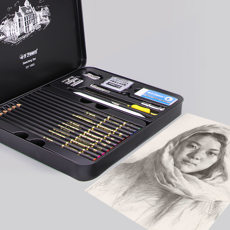 31Pcs Sketch Pencil Set Sketching Charcoal Drawing Kit Wood Pencils Set For Painter School Students Art Supplies