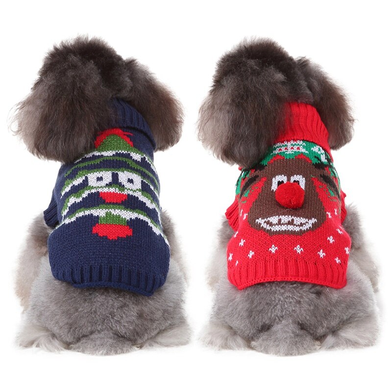 Kerstserie hondentrui wollen jassen chihuahua kerstman warme gebreide kleding puppy winteroutfits voor kleine en middelgrote huisdieren