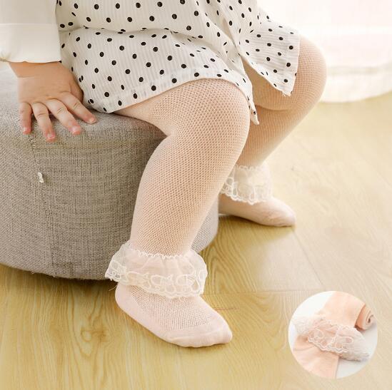 Bebê collants menina recém-nascido crianças meia-calça laço arco flor apertado crianças meias de malha verão collants da criança: orange lace / 2 to 4year