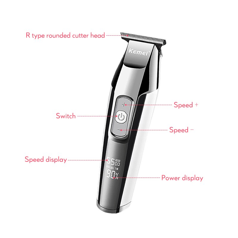 Wiederaufladbare Haar Clipper Professionelle Trimmer LCD Display 0mm Glatze Bart Trimmer Männer der Elektrische Haar Schneiden Maschine 3