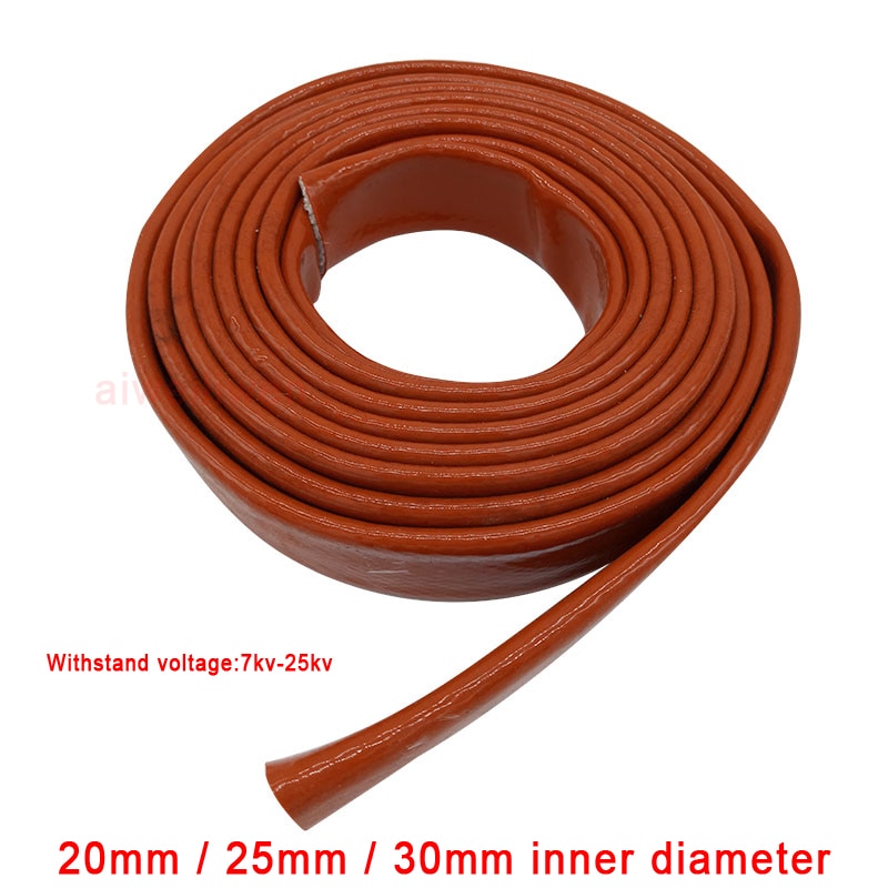 20mm 25mm 30mm glasvezelkous siliconen isolatiehuls brandwerende buis vlamvertragende buis warmte-isolerende slang olieleiding