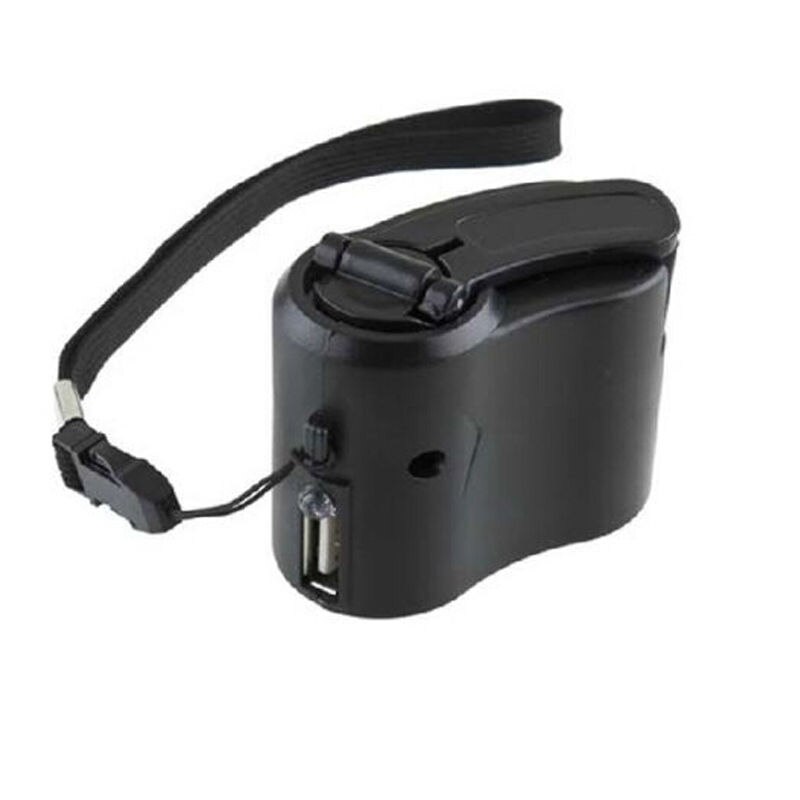 Usb portátil da manivela da mão do dínamo do carregador de emergência do mão-enrolamento para o telefone celular/mp3 player pda telefone power bank carregamento de emergência: Black
