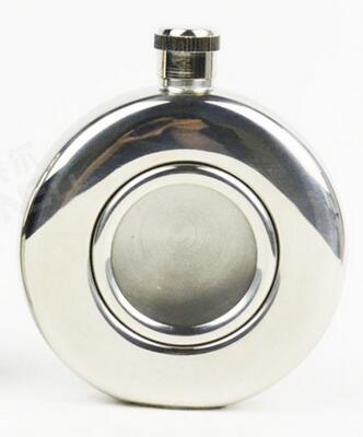 5 oz Ronde Roestvrij Whisky Vodka Heupfles Gouden of Zilveren Kleur Rusland Kolf Met Glazen Venster: Silver