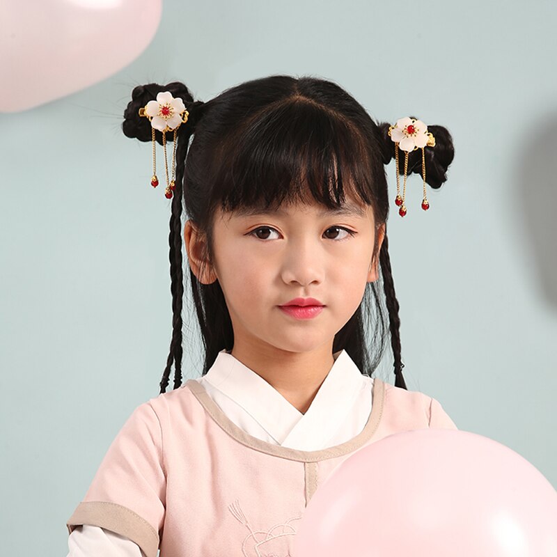 2 stuks antieke chinese haarspelden voor meisjes, bloemen, haarkam, clip, kwastje, haarspelden, kinderhoofddeksels, haaraccessoires