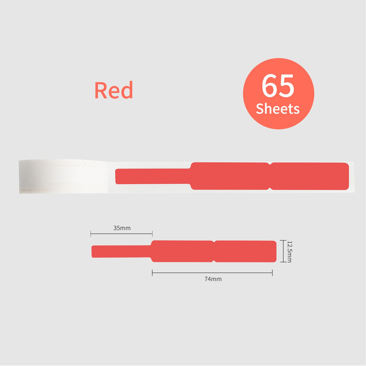 Cable Label Paper Self-Adhesive Thermal Paper Roll 12.5*74+35mm 65sheets/roll Compatible with Phomemo D30 Thermal Printer: Red