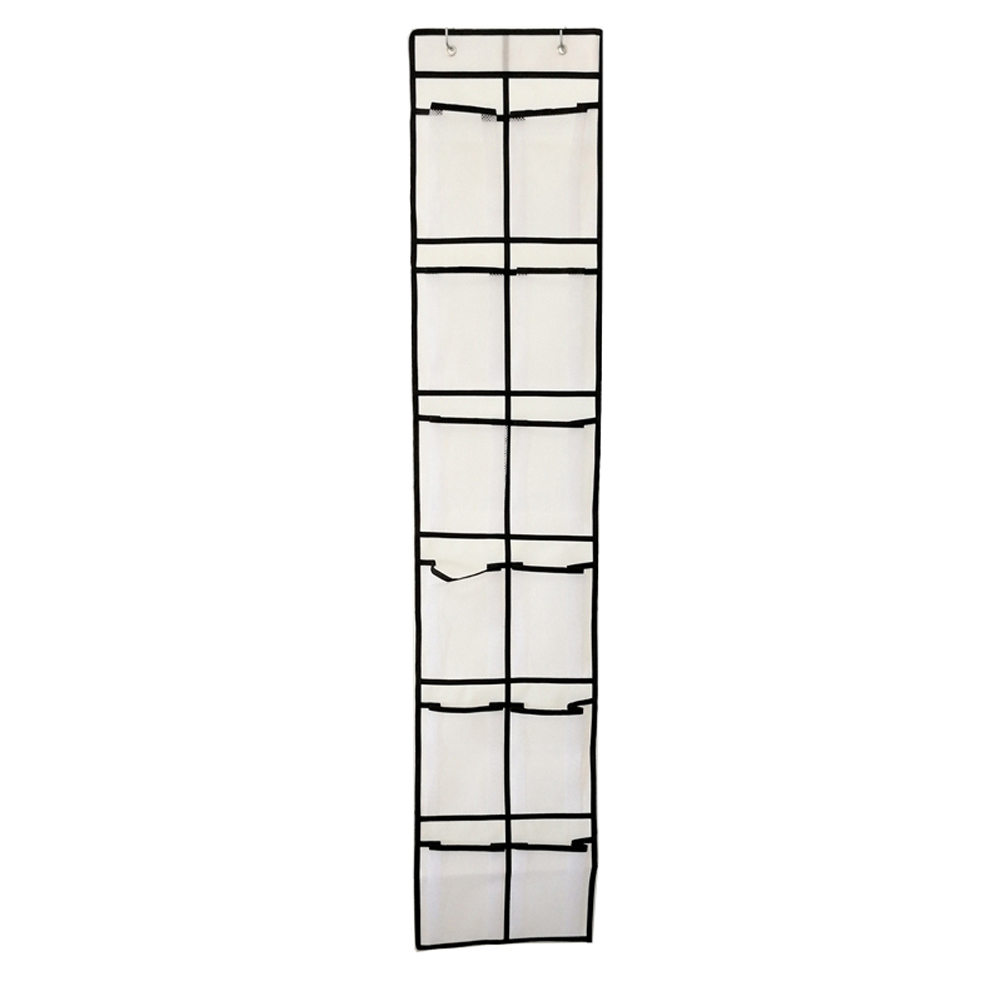 12/24 Pocket Over the Door Shoe Organizer Rack Hanging Storage Space Saver Hanger: White 12 Pocket
