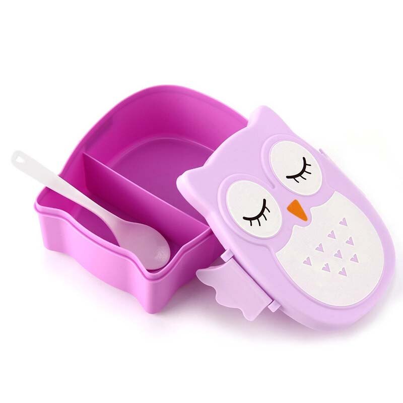 Caja de comida de búho de colores Kawaii, recipiente tipo Bento para horno microondas, vajilla, de cumpleaños para niños, caja de almacenamiento de alimentos para bebés