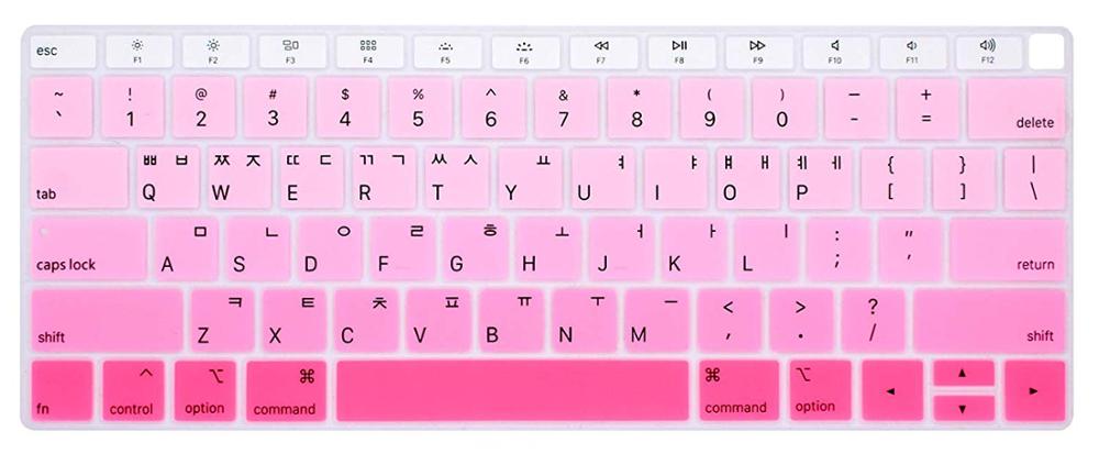 Koreansk sprog silikone tastatur cover hud til macbook nyeste air 13 tommer release  a1932 med nethinde display os layout: Ombre guld