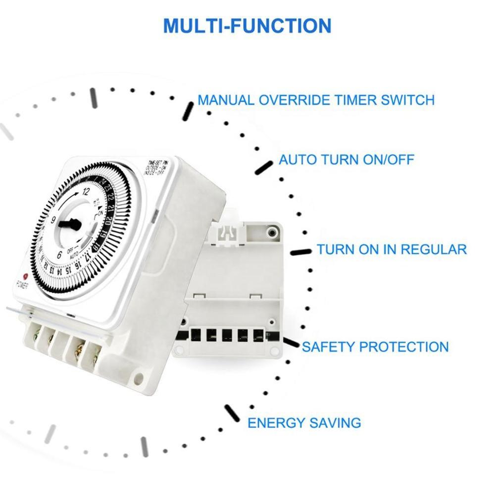 Temporizador mecánico, interruptor de tiempo de cableado Industrial, 230V, 50Hz, 16A, Panel de sincronización, pared, interruptor Industrial, suministros de cableado