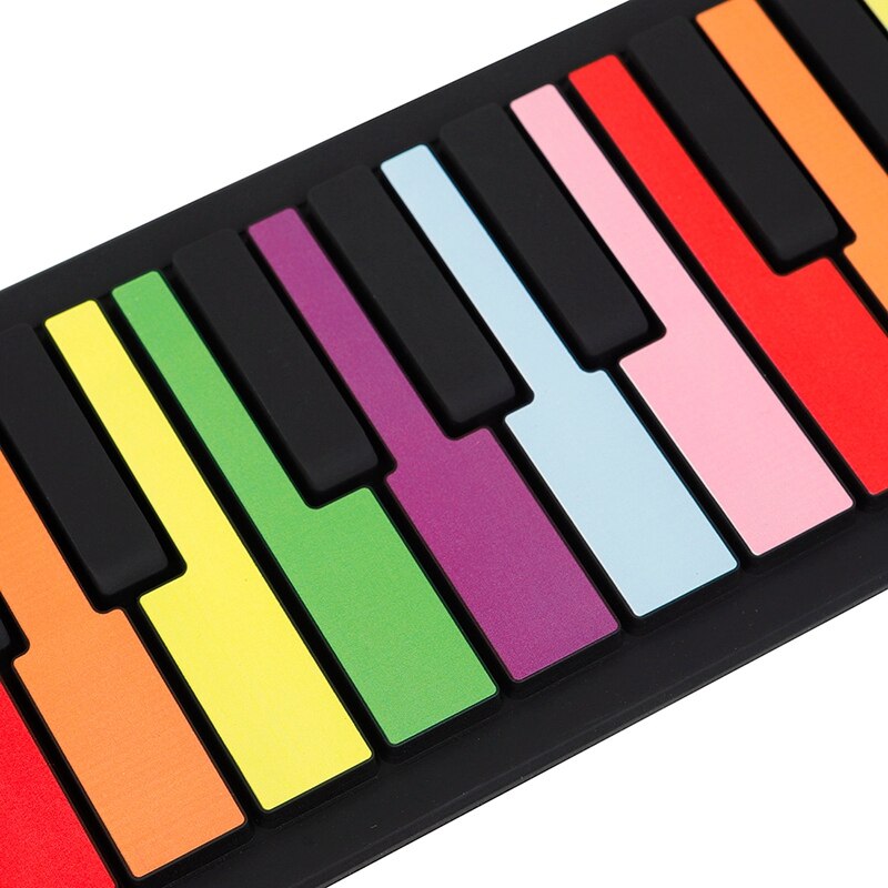 Piano enrollable de arcoíris, teclado electrónico educativo Flexible de 49 teclas con altavoz, juguete portátil para