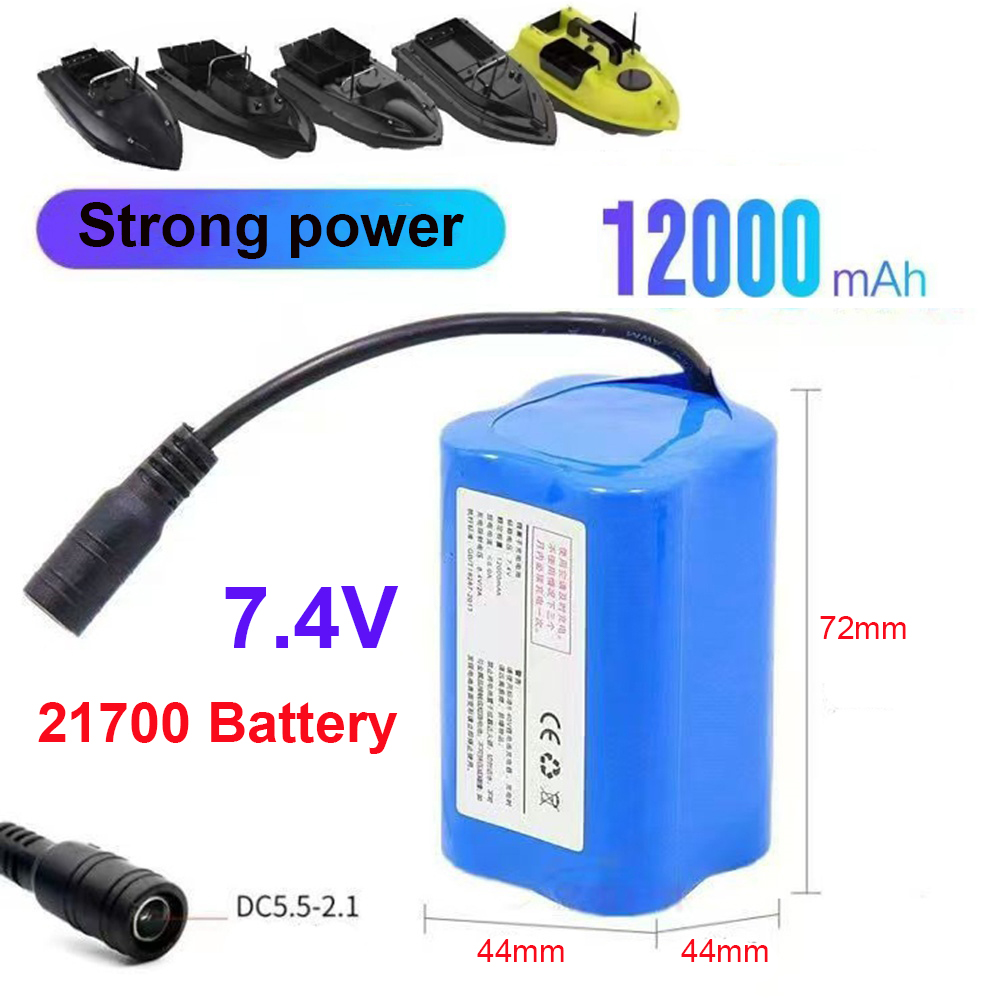 Bateria lipo 7.4v 12000mah 21700 para t188 t888 2011-5 v007 c18 h18 controle remoto rc isca de pesca barco peças de bateria sobressalente