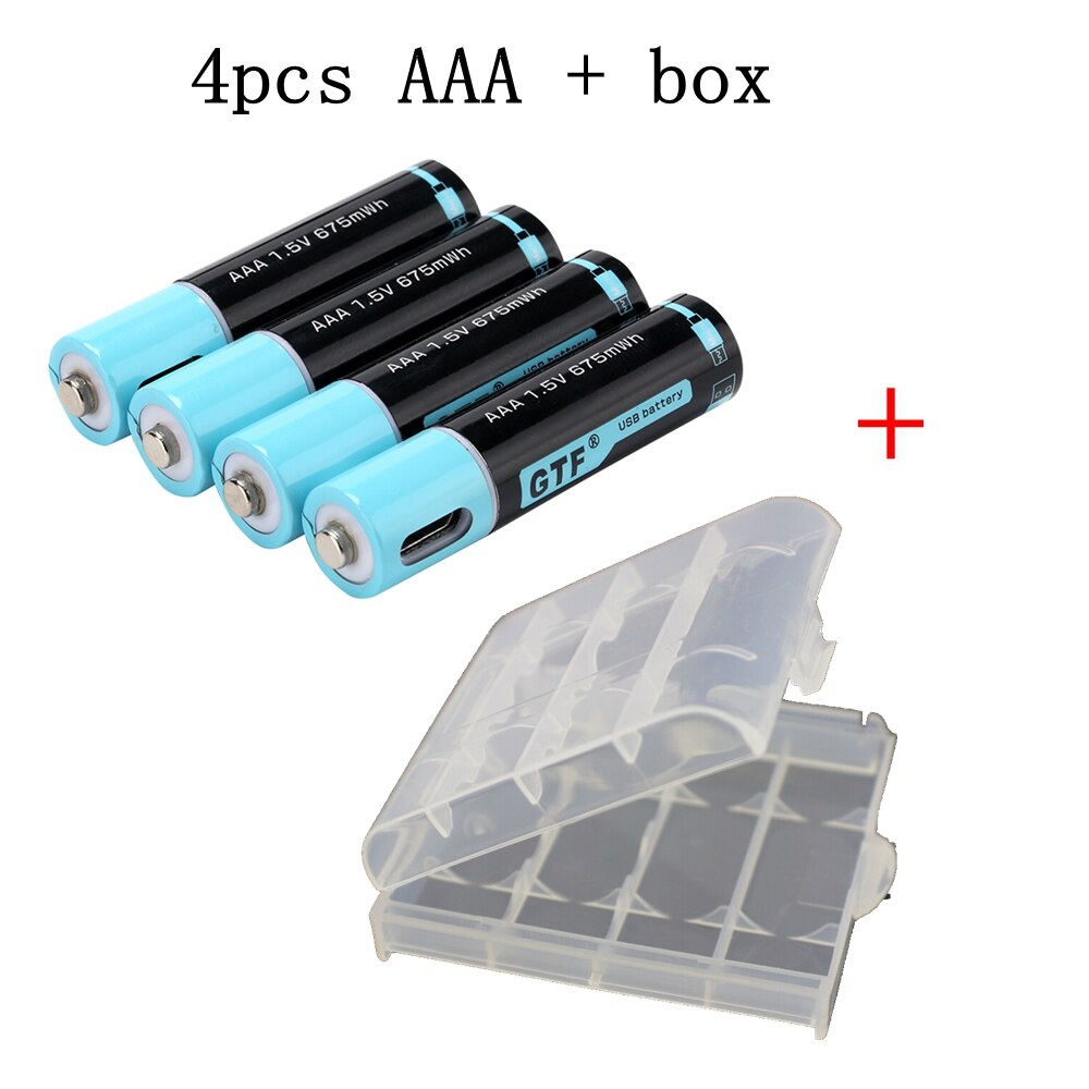 GTF AAA Akumulator 1.5V 450mAh USB - Do Zabawek i Pilotów: 4 szt. AAA i pudełko