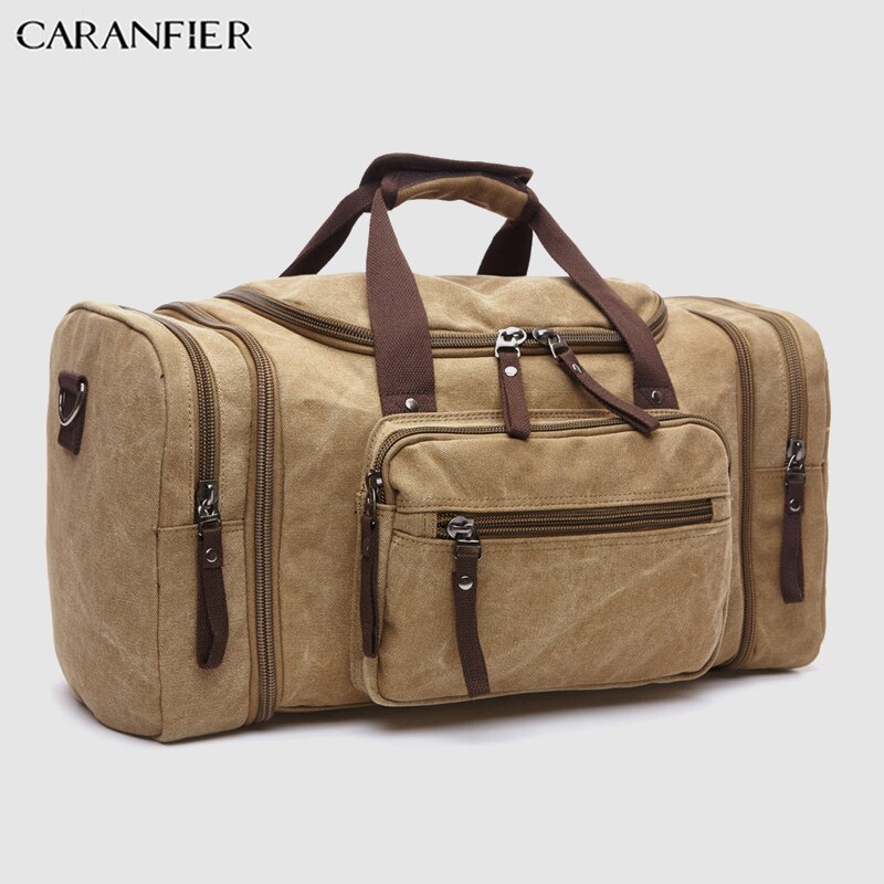 CARANFIER-Bolso de hombro de escalada para hombre, bolsa de lona, plegable, portátil, multifunción, para viaje al aire libre: Khaki