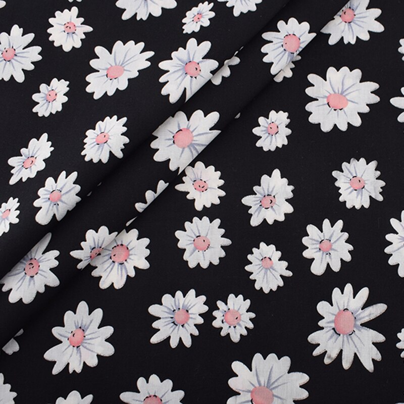 Färskt daisy blommig serie tryckt vanligt bomullstyg, gör-det-själv-quiltning och sömnad av poplinmaterial för baby- och barnklänning, skjorta, kjol: G 1 delar / 50 x 145cm