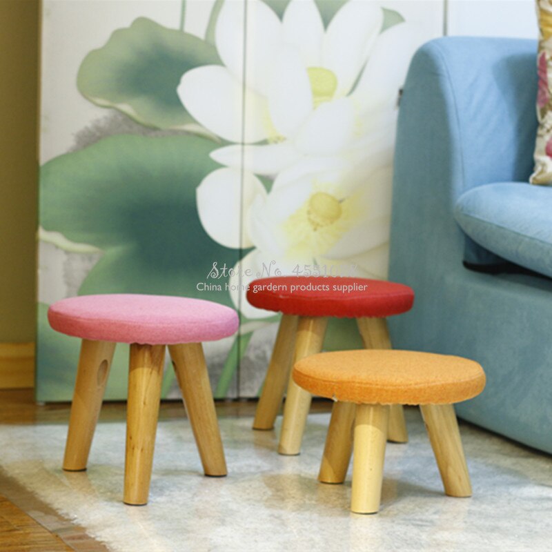 Simple and Stylish Solid Color Stool Household Wood Shoes Stool Round Cute Childrens Stool 29x29x30cm Dotomy Kids Stool