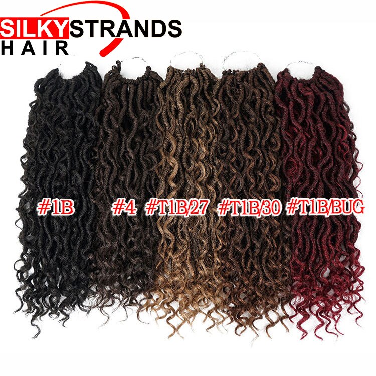 Afro Synthetic Curly Twist Hair Ombre Goddess Locs Crochet Hair Extensions Locks Crochet Braids For Black Women 24 Strands