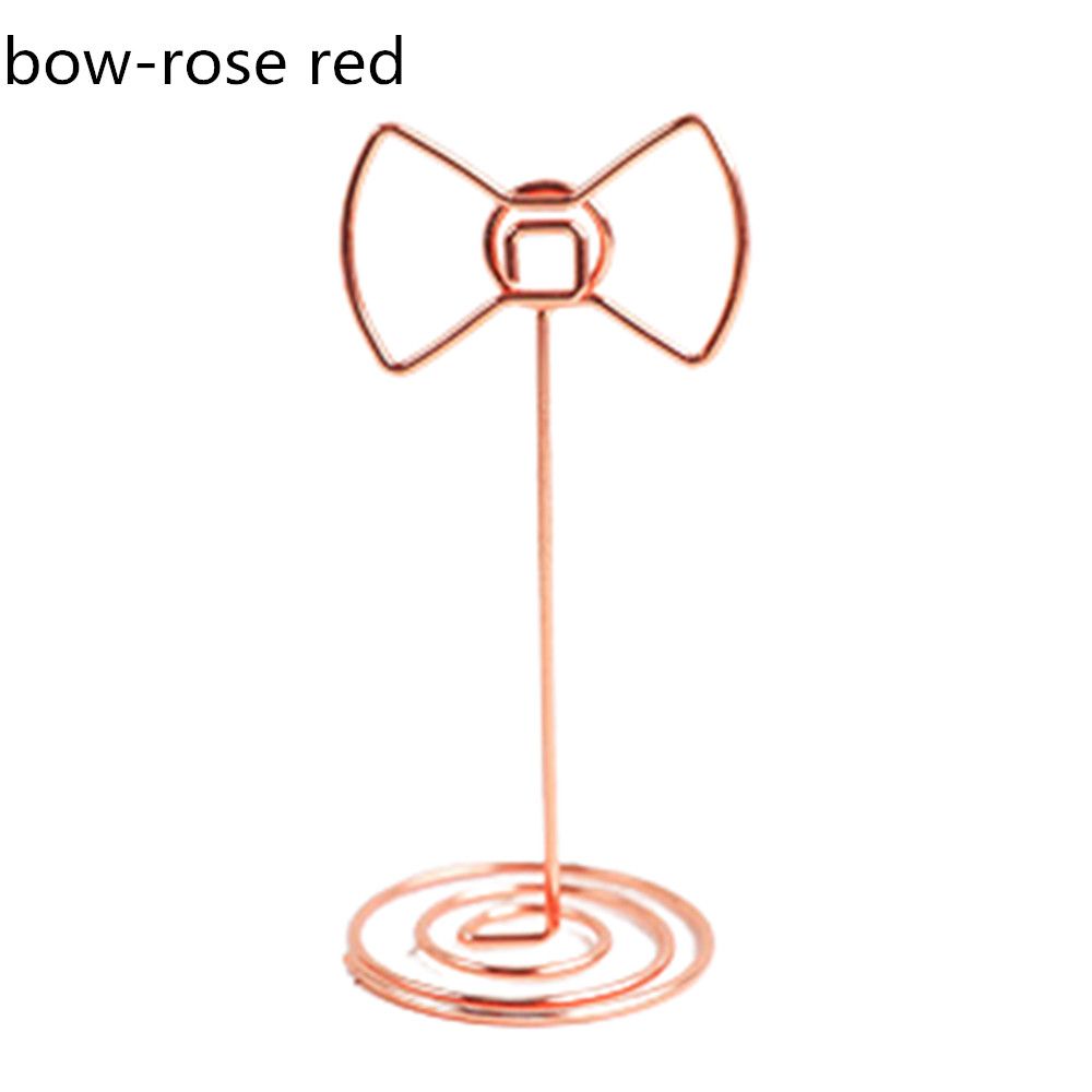 Moon Stars Shaped Photo Holder Stand Table Number Card Holders Place Card Paper Clips Wedding Favor Card Stand Message Card Clip: rose red-bow