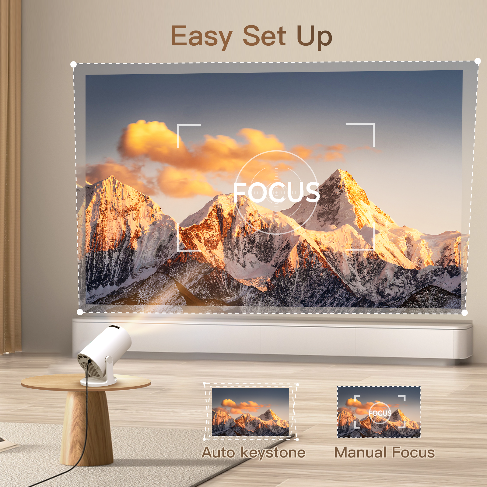 2025 Tragbarer Mini-Projektor für den Außenbereich 720P XP300 Pro, WiFi 6 & BT 5.4.180 ° Rotation, 4500 Lumen 3W Lautsprecher für Camping Movie Night ​