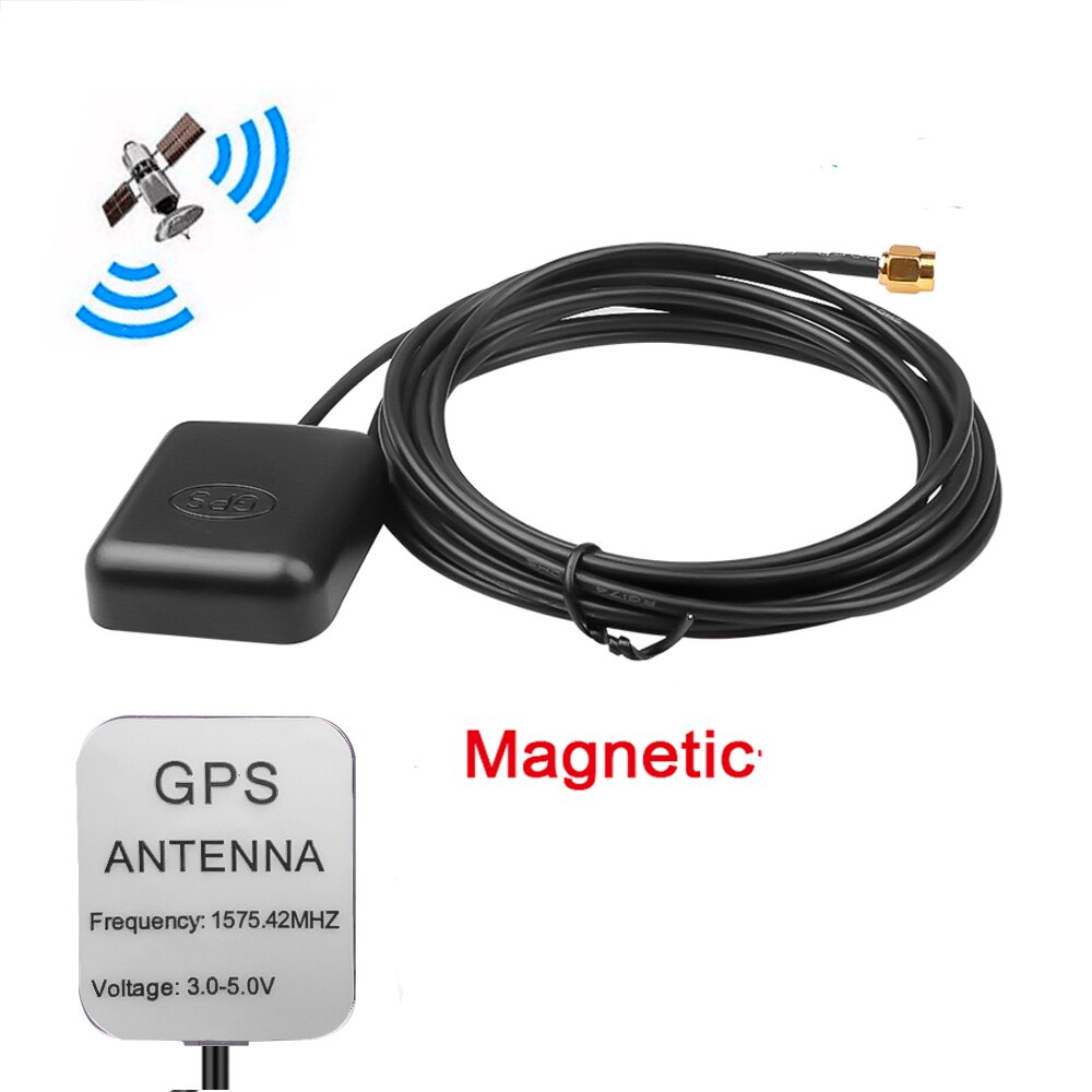 Car GPS Antenna SMA GPS Position Locate Signal Receiver &amp; Antenna Car Aerial 3M Cable Magnetic Base For Radio Navigation GH02: Magnetic Base