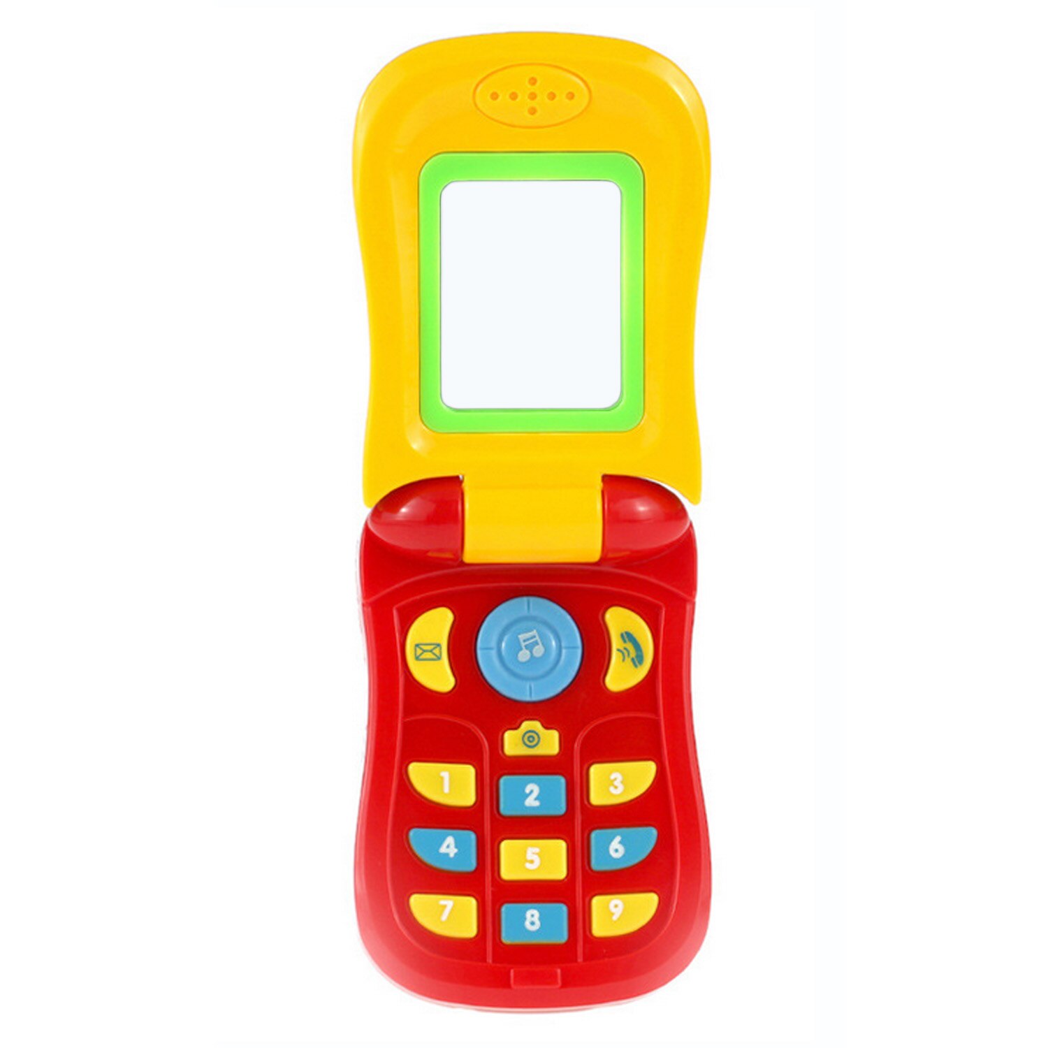 Grappige Leuke Simulatie Flip Mobiele Mobiele Telefoon Educatief Speelgoed met Spiegel Lichten Muziek voor Kinderen Kinderen Verjaardag Kerst Cadeau: Yellow