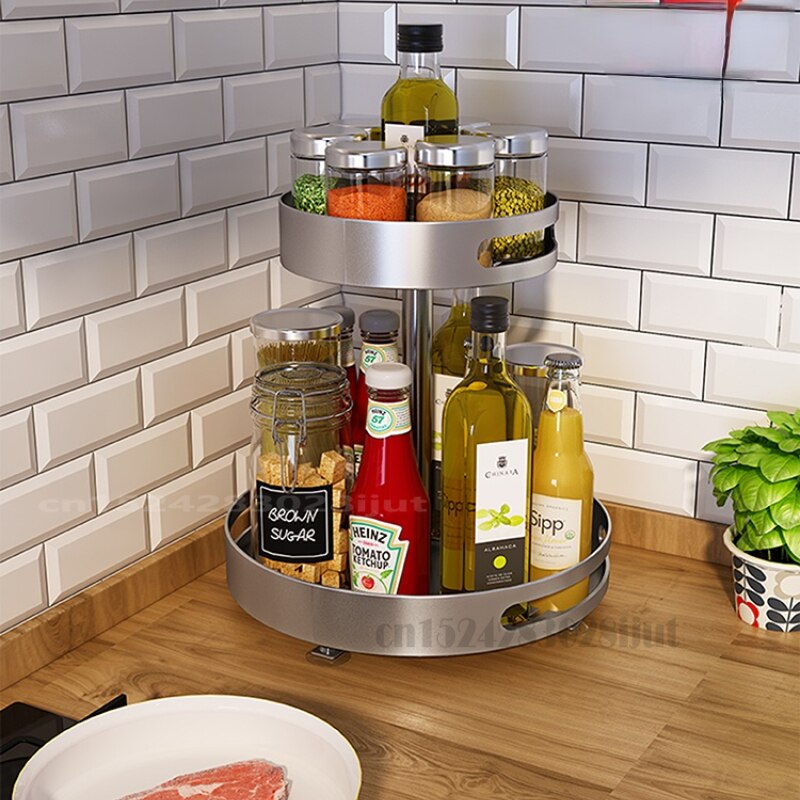 Keuken Roterende Kruiden Rek Aanrecht Tafelblad Specerijen Kruiden Olie Zout Saus Azijn Opslag Plank Hoek Artefact