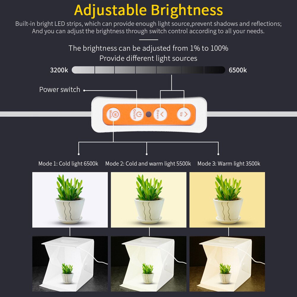 22cm Portable Photo Studio With Lights Box Mini Foldable Photography For Camera