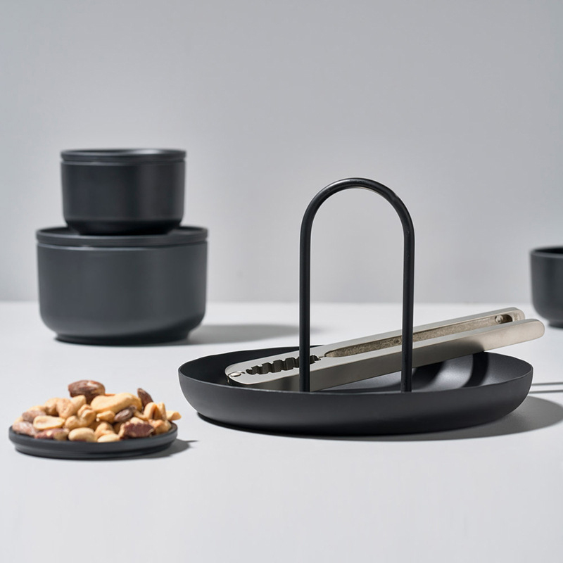 Nordisk desktop opbevaringsbakke plast runde smykkeskuffer stue køkkenbord måltid snack bakke plade med håndtag hjemmeindretning