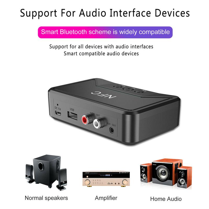 Wireless Bluetooth 5.0 Receiver RCA AptX LL NFC 3.5mm Jack Aux USB HiFi Stereo Audio Adapter Dongle For Car Speaker A2DP/AVRCP