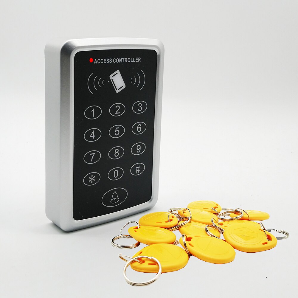 125Khz Rfid Access Control System Keypad Card Door Lock Access Controller: Yellow Keyfobs