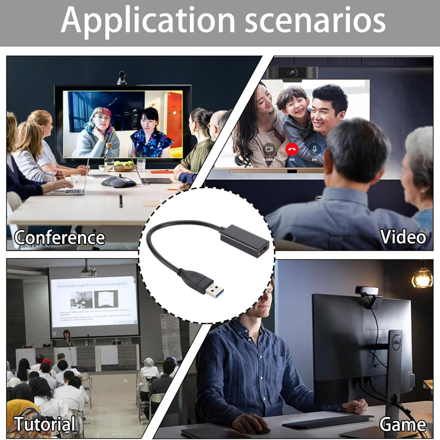 Usb till hdmi-kompatibel omvandlarkabel 1080p usb 3.0 to hdmi-kompatibel adapter extern usb-adapterkabel för stationär bärbar dator