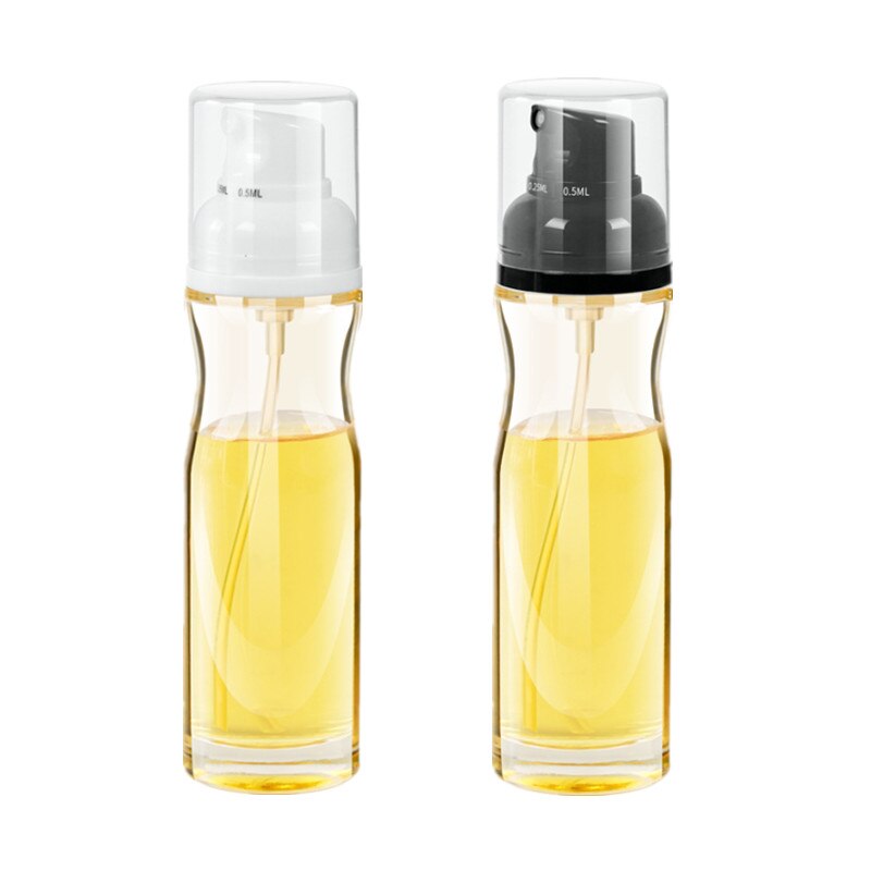 Kitchen Oil Spray Bottle Household Barbecue Edible Oil Spray Can Press Oil Spray Bottle Olive Oil Seasoning Bottle 200ml: black White 2 Pcs