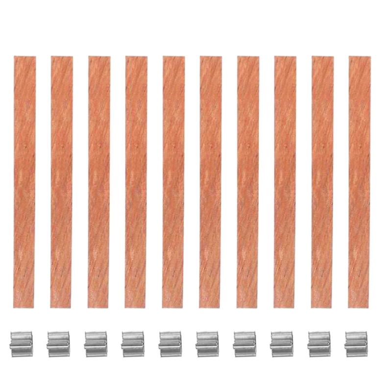 20 Set de madera mecha para velas con Sustentador Tab mecha de vela Core para DIY fabricación de velas de soja Parffin cera 12,5mm 75mm 130mm