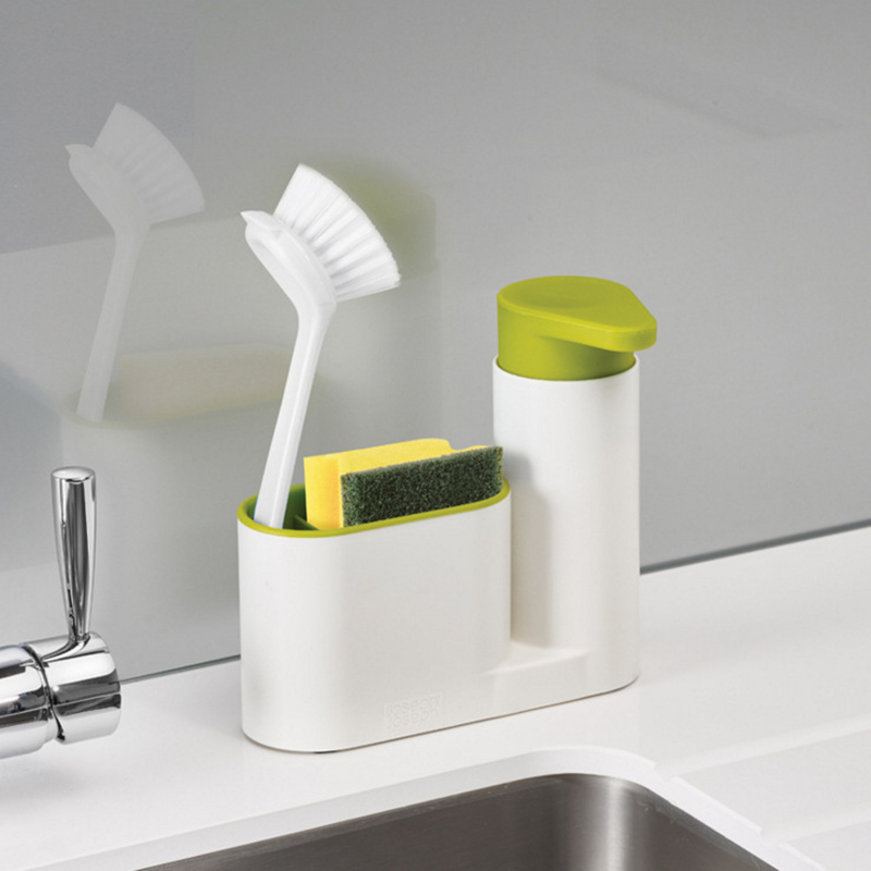 Multifunctionele Draagbare Badkamer Plastic Shampoo Zeepdispenser Praktische Vloeistof Met Spons Houder Keuken Badkamer Abs Hand
