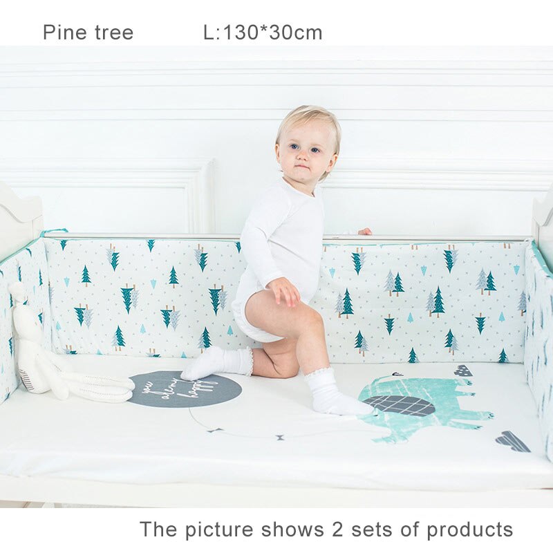 2 stks/set Babybedje Bed Dikker Bumpers Katoen Cartoon Veiligheid Bed Rond Kussen Cot Protector Kussens Pasgeborenen Bumper Room Decor: pine L
