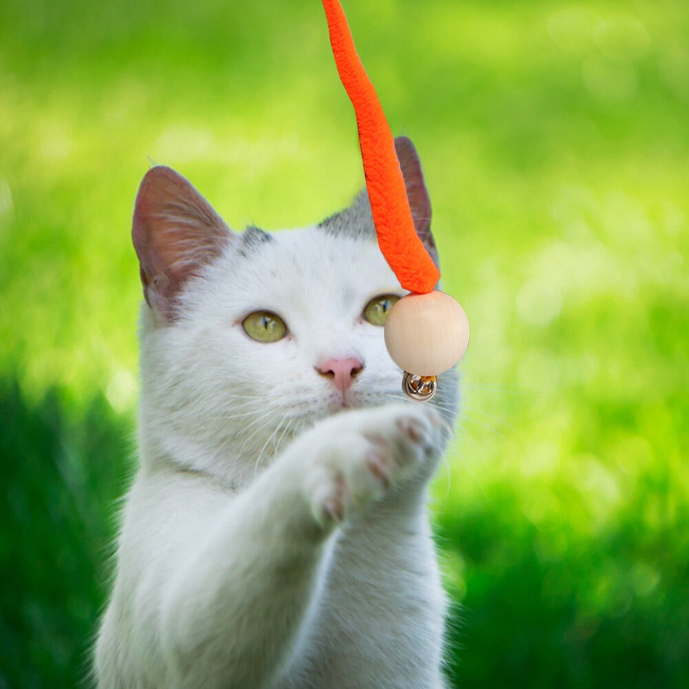 Clochette à queue de poisson pour chat, jouet à mâcher, boule en bois, morsure de chaton,