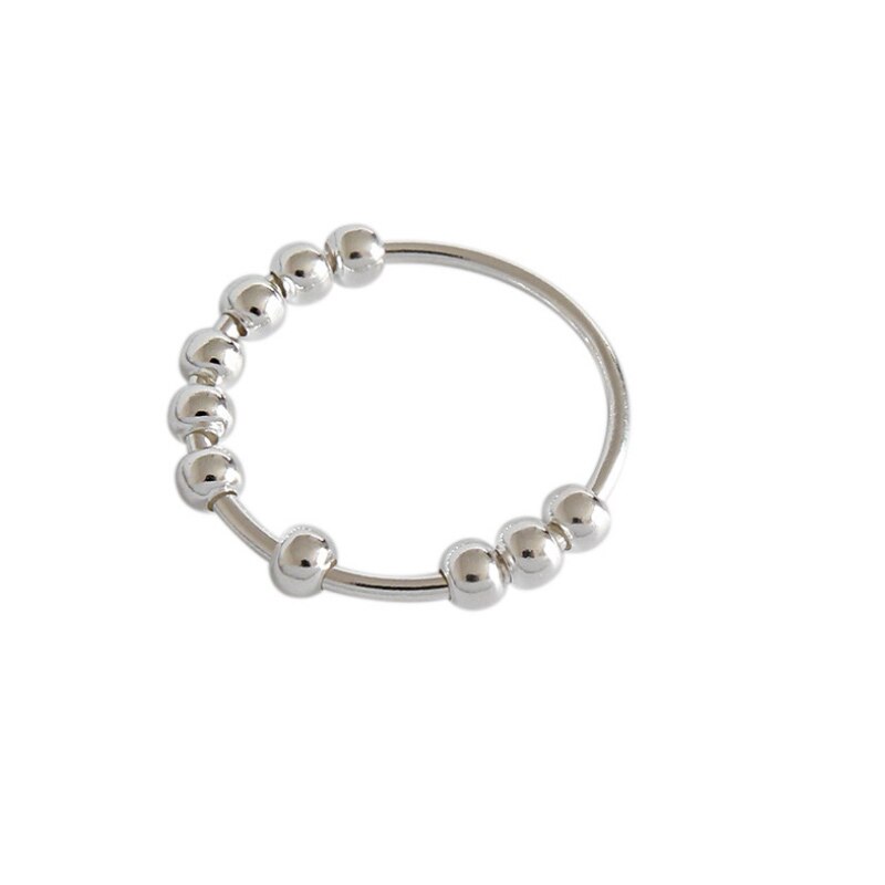 F.i.n.s 925 Sterling Zilveren Kralen Ringen Voor Vrouwen Zilver 925 Dames Ringen Met Moving Ball Eenvoudige Koreaanse Mode-sieraden: 4.75